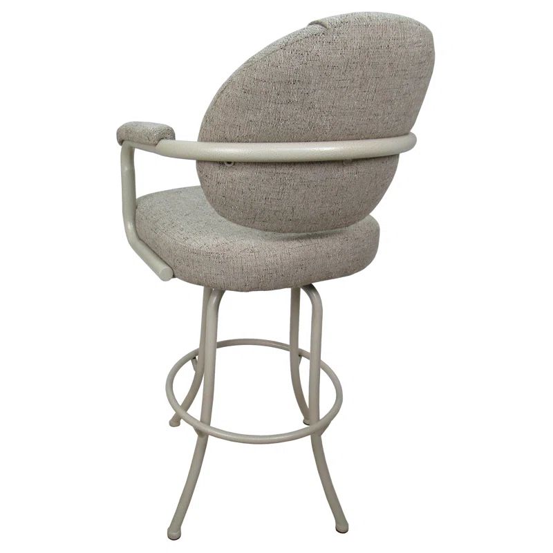 Hemsath Driftwood Beige Swivel Upholstered Bar Stool
