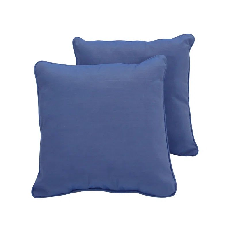 Denim Blue 15" Square Synthetic Indoor/Outdoor Pillow Set