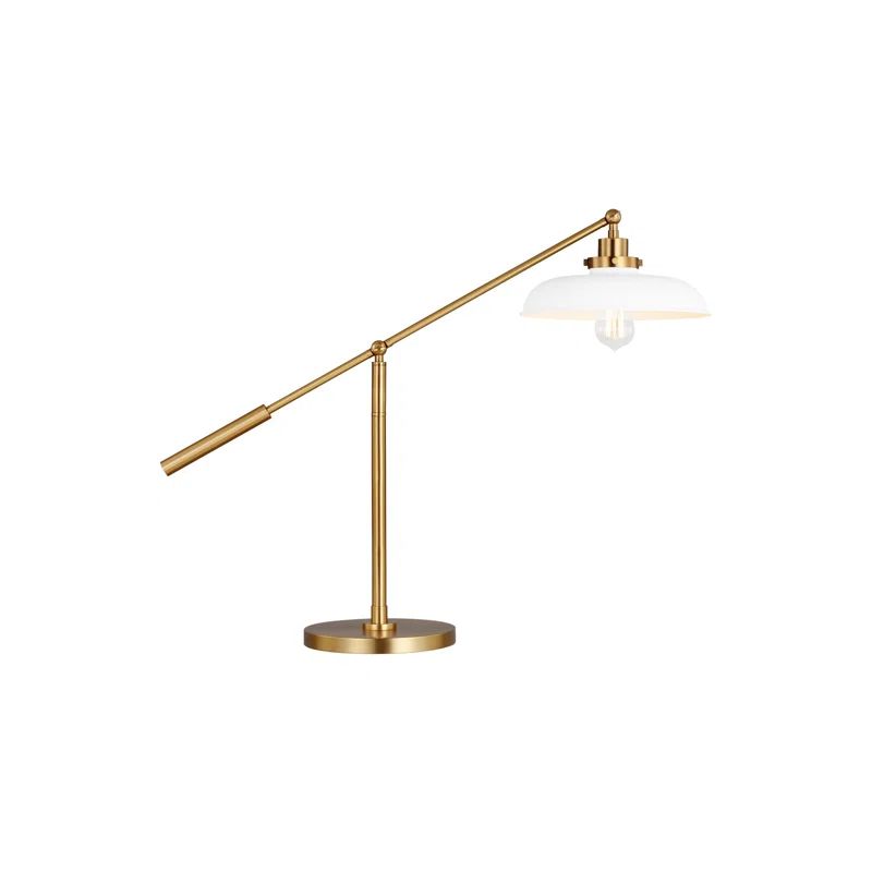 Wellfleet Adjustable Set of Table Lamps in Burnished Brass and Matte White