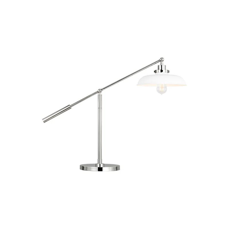 Wellfleet Adjustable 23.375" Polished Nickel and Matte White Desk Lamp Set