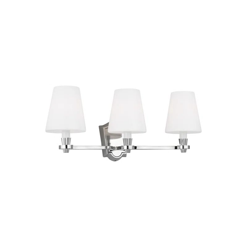 Polished Nickel 3-Light Vanity with Milk White Glass Shades