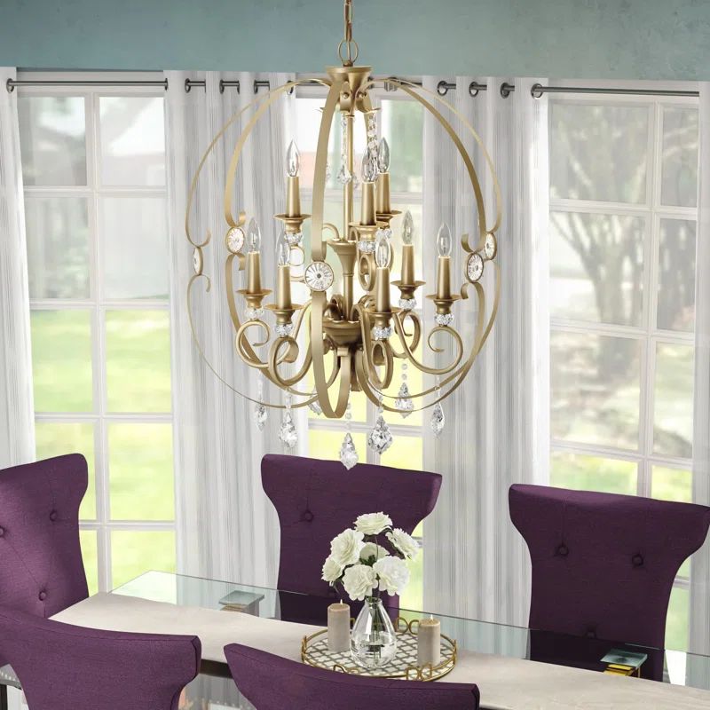 Gold Crystal 9-Light Candle Chandelier