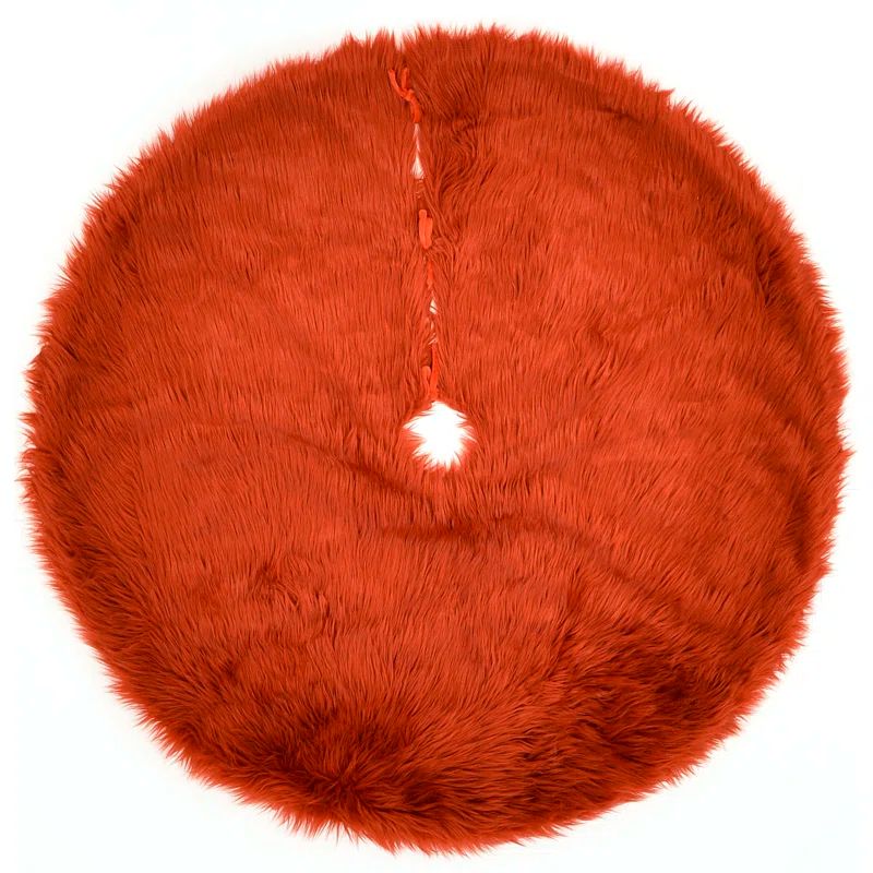Red Faux Fur Round Christmas Tree Skirt