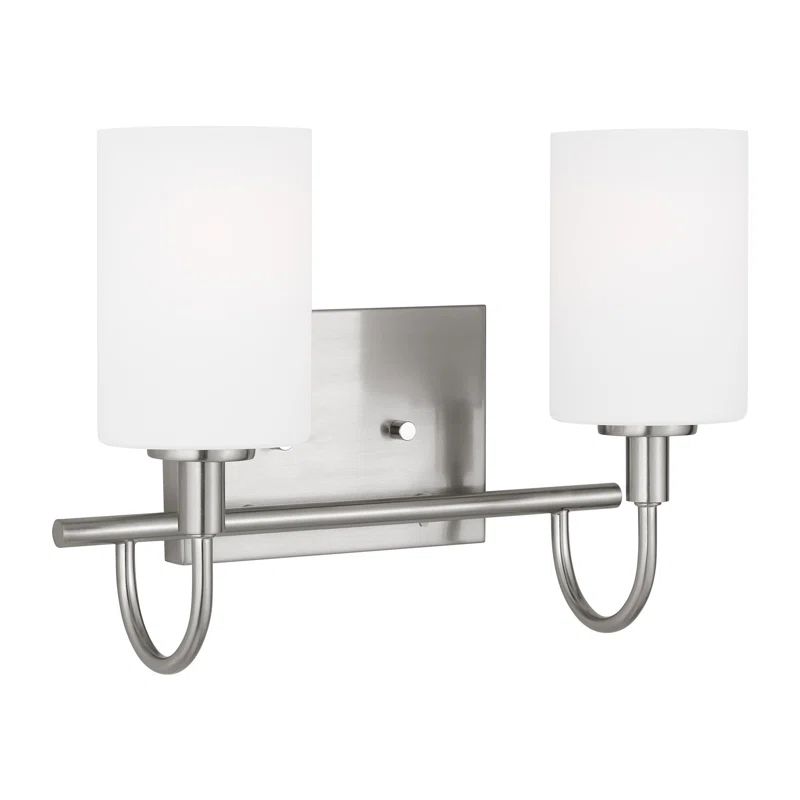 Oak Moore 13.875" Brushed Nickel 2-Light Bath Vanity with Etched Glass
