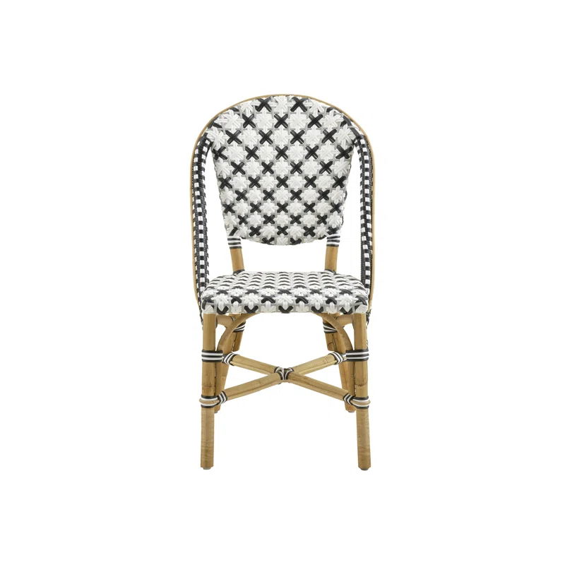 Sofie Natural Rattan Side Chair in Gray, Black, and White