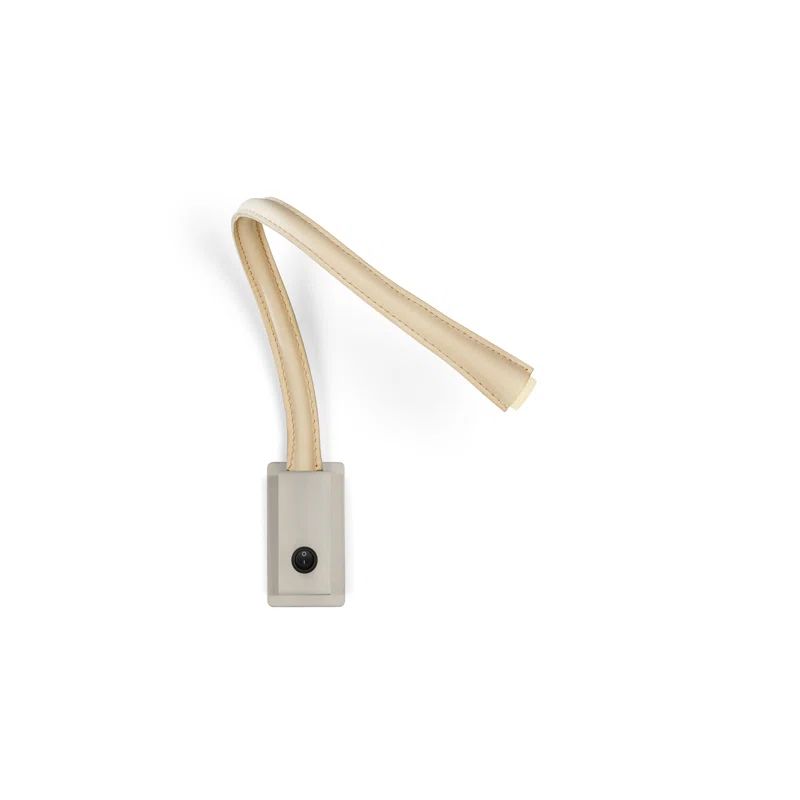 Flexiled Modern Nickel LED Sconce with Dark Brown Leather Shade