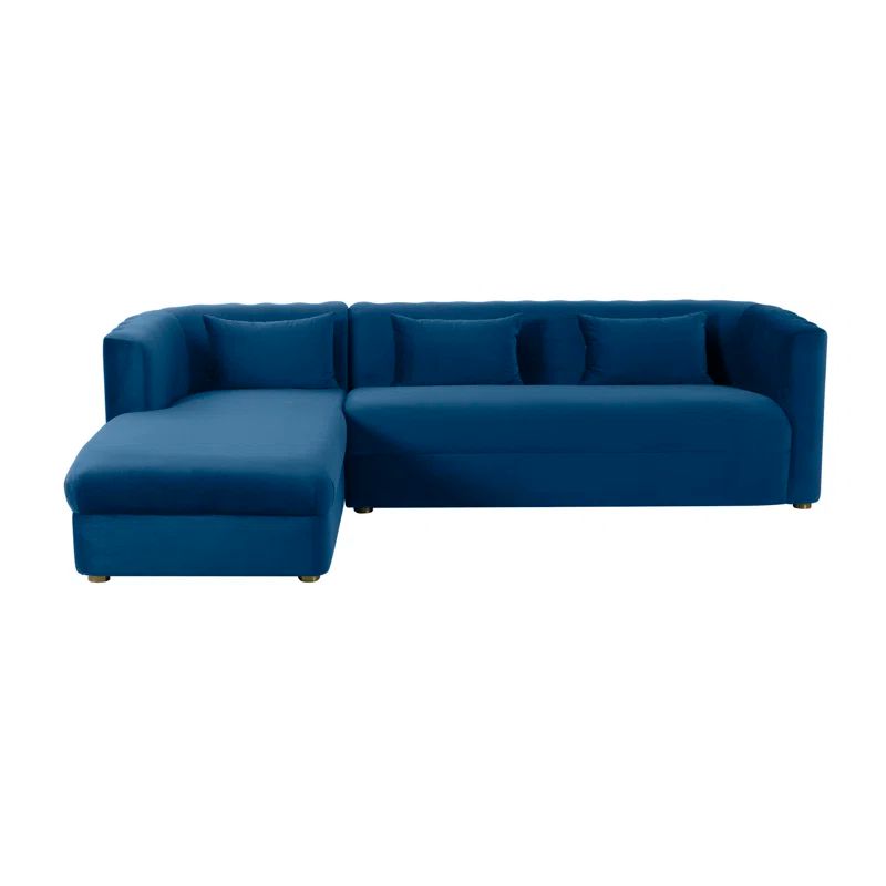 Navy Velvet Tufted Two-Piece Sectional Sofa