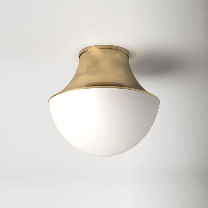 Lettie Aged Brass 14.75" Globe LED Flush Mount Ceiling Light