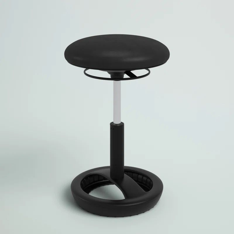 Adjustable Black Vinyl Backless Swivel Stool with Metal Base