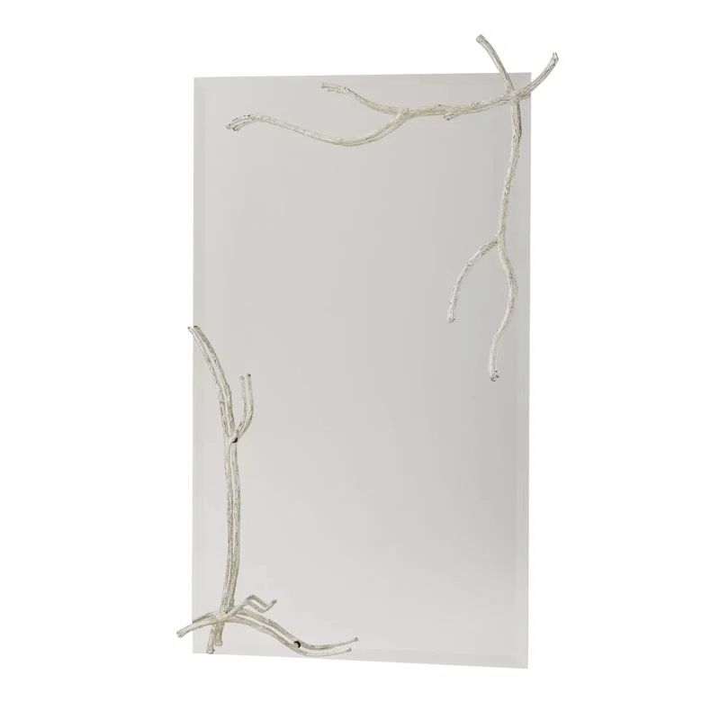 Silver Leaf Frameless Twig-Inspired Rectangular Mirror