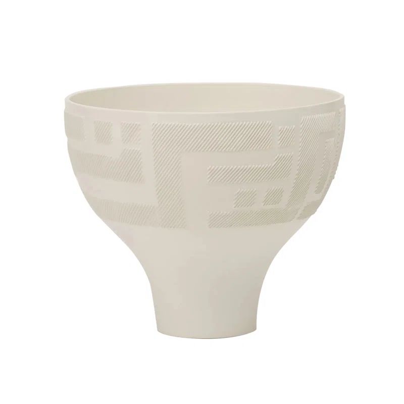 Ancestral Pueblo-Inspired Matte White Ceramic Decor Bowl