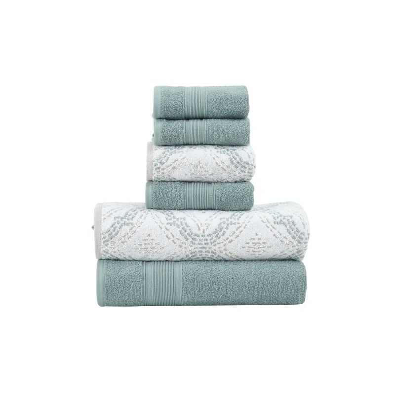 Ivy Elegance 6-Piece Jacquard Cotton Towel Set