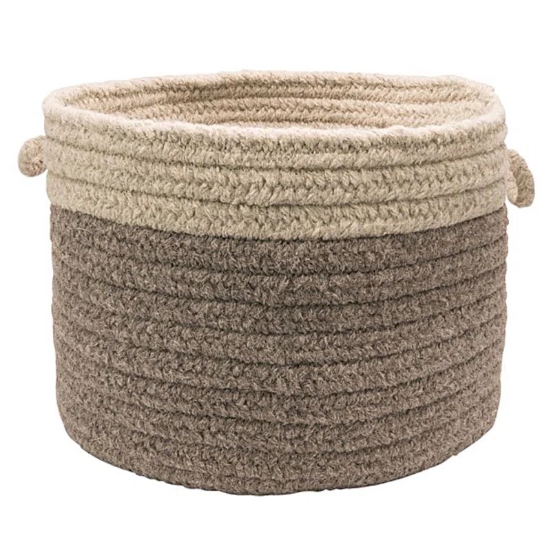 Dark Gray and Light Gray Wool Braided Storage Basket