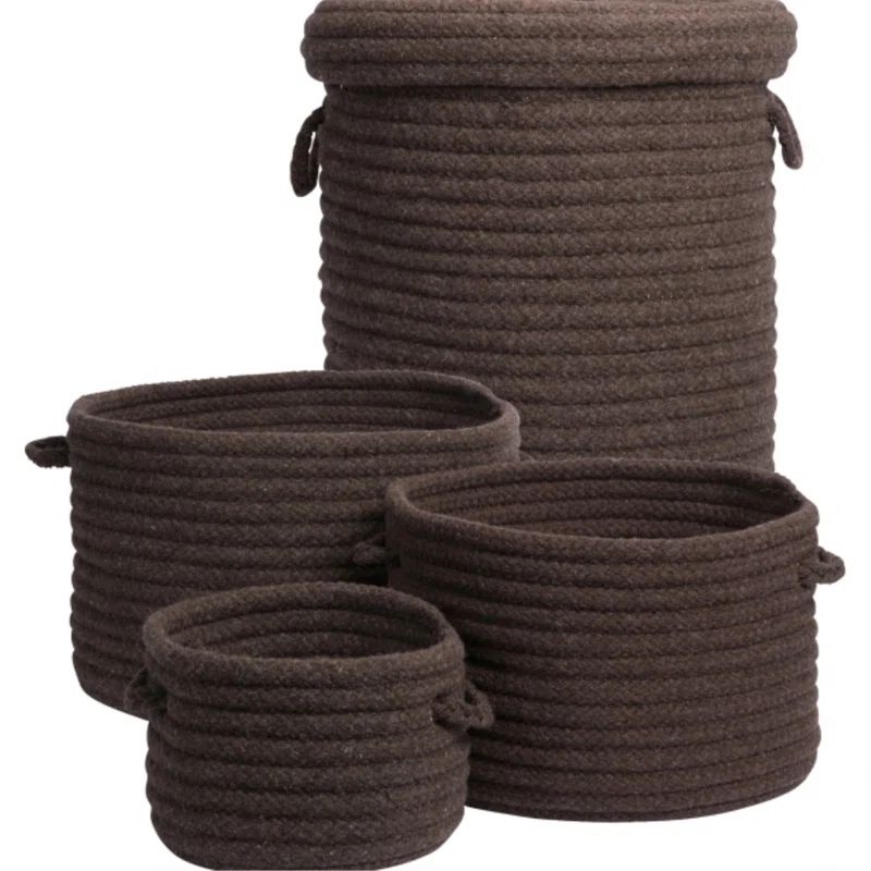 Colonial Mills Dre Mink Brown Braided Wool 4-Piece Basket Set