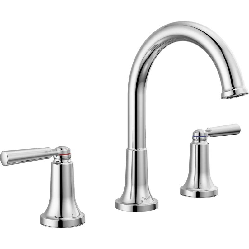 Saylor 8'' Chrome Geometric Widespread Bathroom Faucet