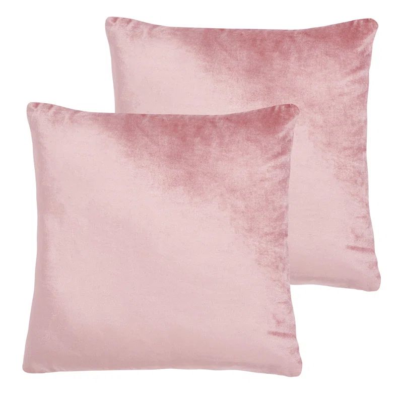 Pink Cotton Blend Reversible 18" Square Throw Pillow Set