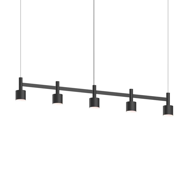Sleek Satin Black 57" Aluminum LED Island Pendant