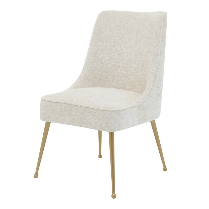 Opus Cream Upholstered Side Chair with Brass Metal Legs