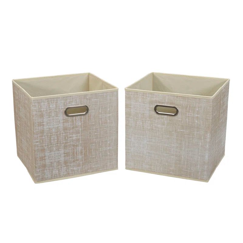 Collapsible Chic Tan Fabric Cube Storage Bin 16.5"