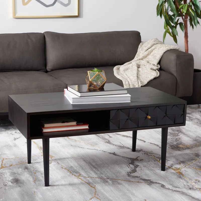 Lexington Walnut Mango Wood Rectangular Coffee Table with Storage