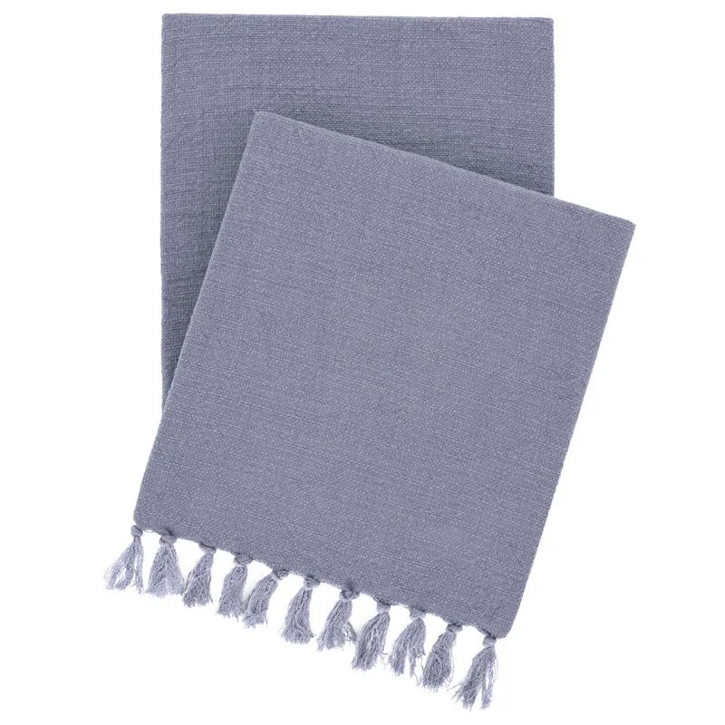 Evelyn Handmade Pewter Blue Linen 50"x70" Throw Blanket