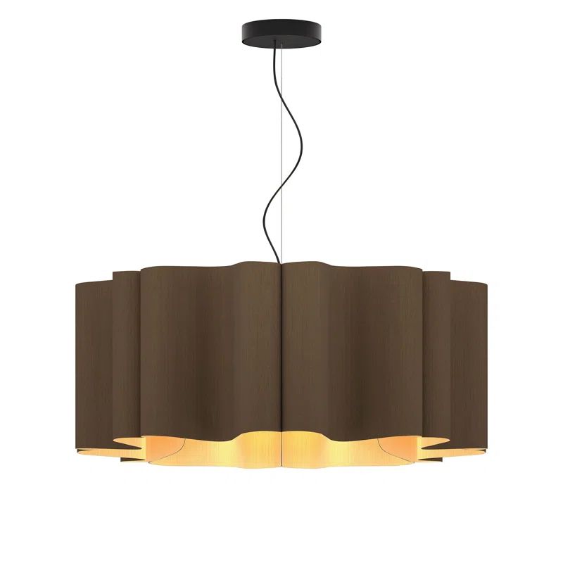 Ebony Elegance 32" Wide Reconstructed Wood Veneer Drum Pendant