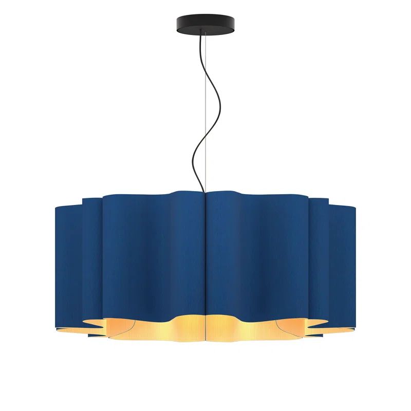 Paulina Blue Drum 32" Reconstructed Wood Veneer Pendant Light