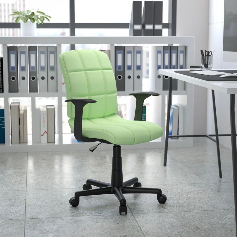 ErgoFlex Mid-Back Green Vinyl Swivel Task Chair with Fixed Arms