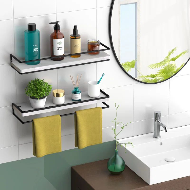 White Wood 2-Piece Floating Wall Shelf Set