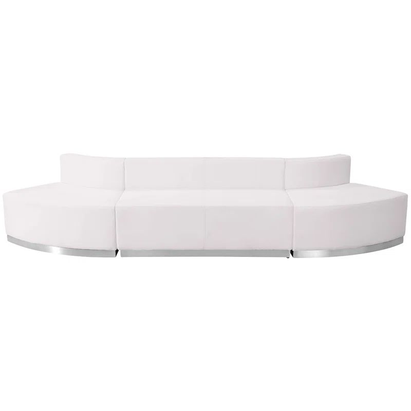 White Faux Leather Three-Piece Reception Sofa with Metal Frame