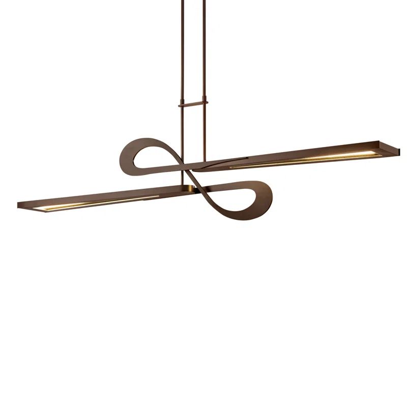 Switchback Modern Bronze LED Kitchen Island Pendant, Small