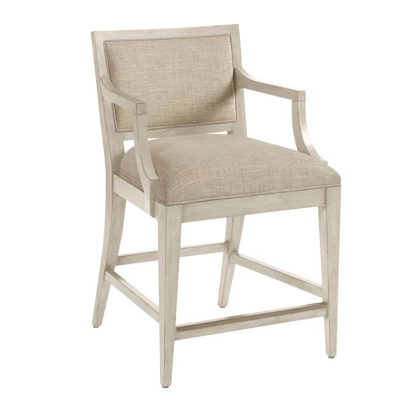 Eastbluff Cream Sailcloth and Wood Transitional Counter Stool