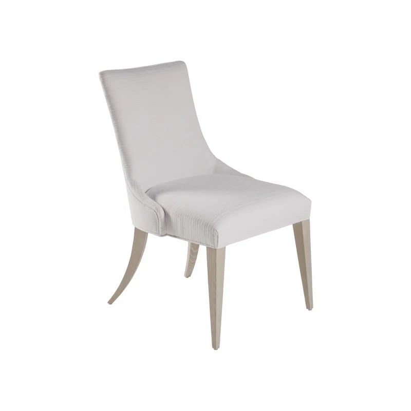 Mid Century Modern White Upholstered Wood Side Chair