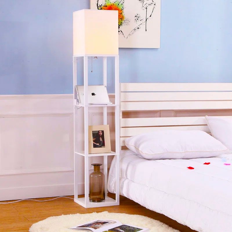 Orchid White Adjustable 3-Shelf Floor Lamp with USB Port