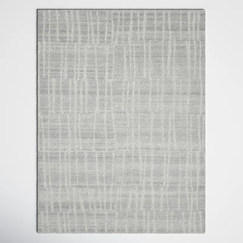 Elegant Gray Striated 9' x 12' Hand-Knotted Wool-Viscose Rug