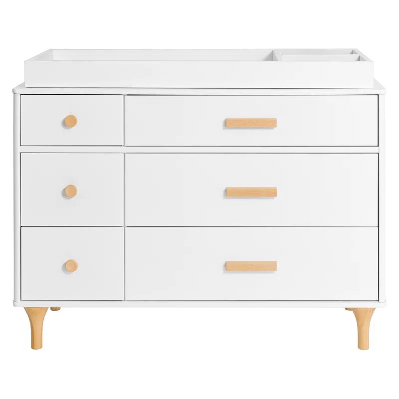 Lolly 6-Drawer Double Dresser in White and Natural