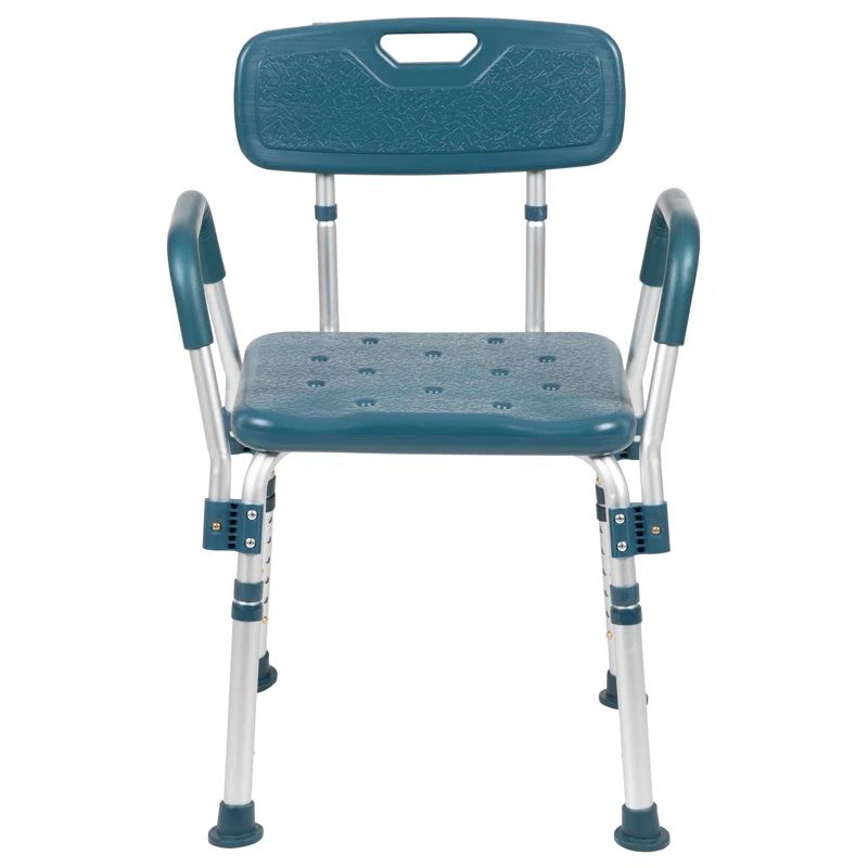 Hercules 300 Lb. Quick Release Adjustable Navy Shower Chair with Safety Arms