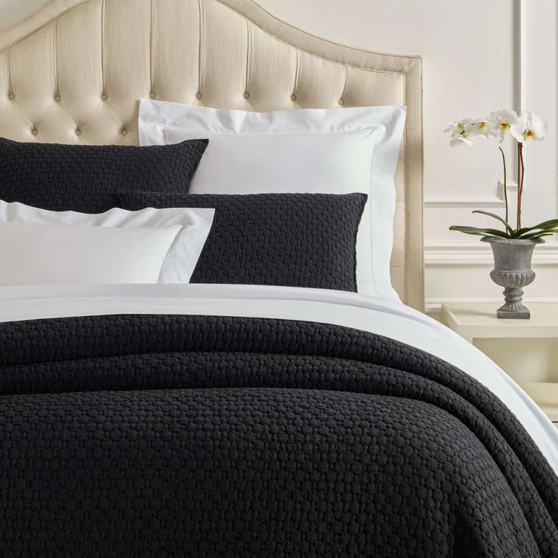 King Black Cotton Matelassé Coverlet