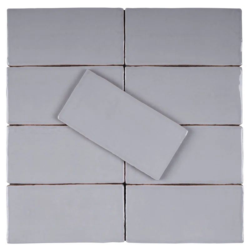 Ceniza Gray Polished Ceramic Subway Wall Tile 2.95" x 5.9"