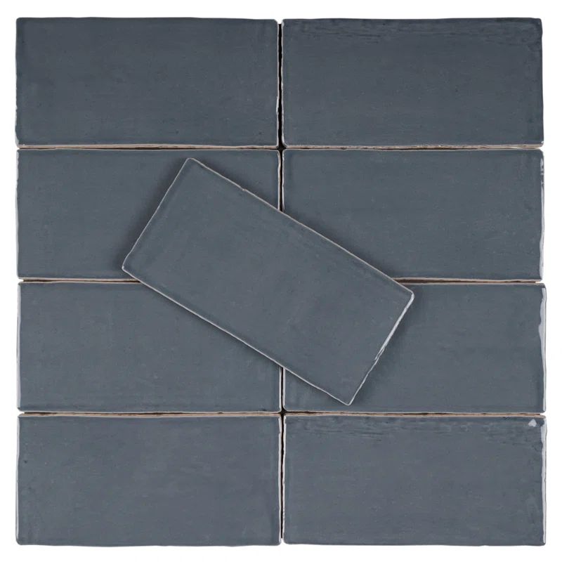 Deep Blue Glossy Ceramic Subway Wall Tile 3" x 6"