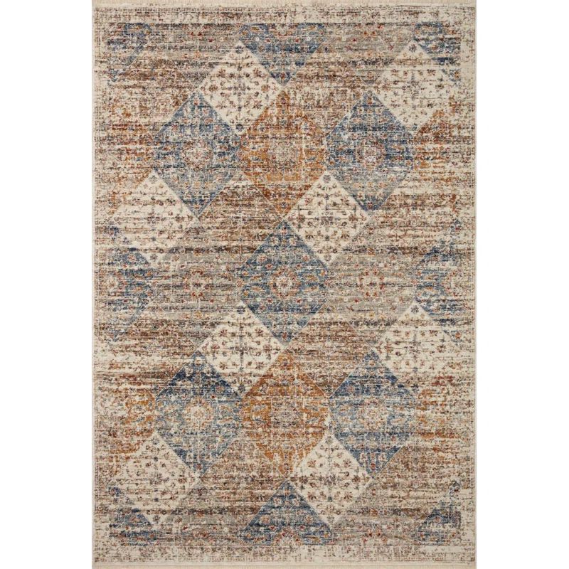 Sorrento Vintage Ivory Oriental 18" Square Synthetic Area Rug