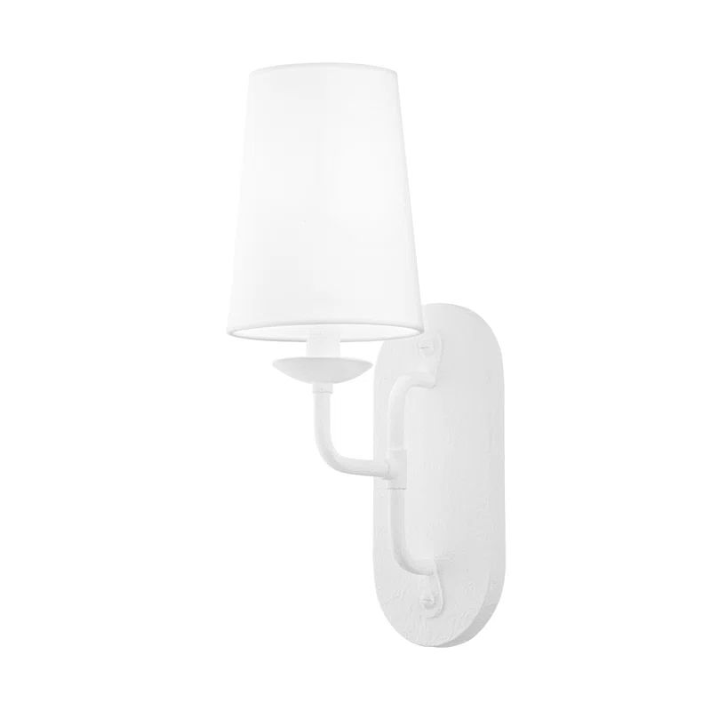 White Iron Dimmable Sconce with Linen Shade