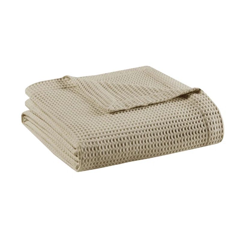 Beautyrest Twin Khaki Waffle Weave 100% Cotton Blanket