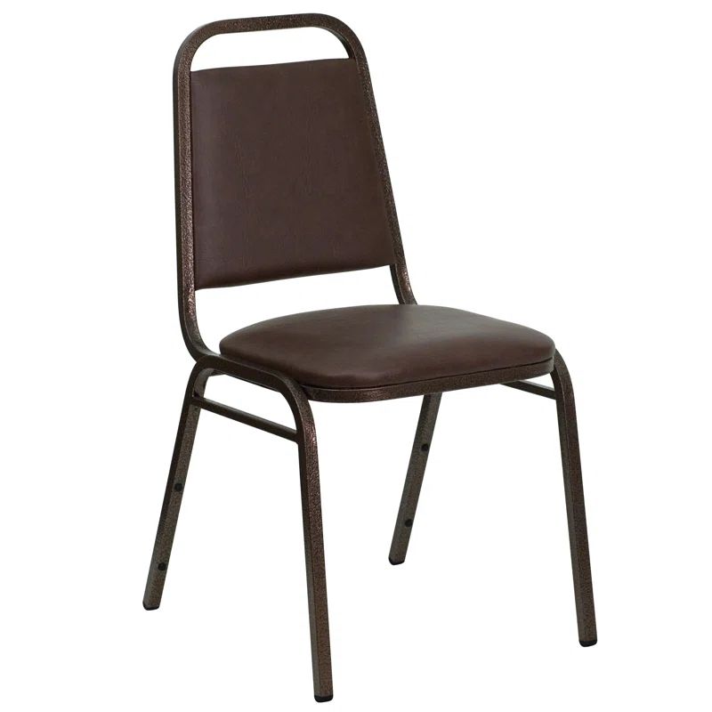 Brown and Copper Vinyl Stacking Banquet Chair with Steel Frame