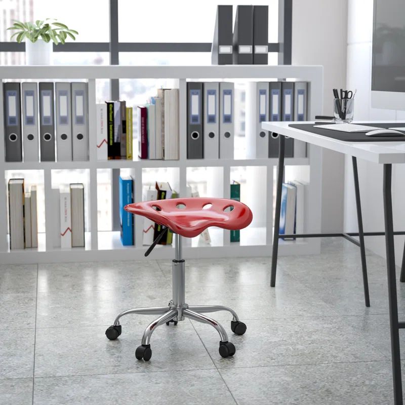 Adjustable Wine Red Metal Tractor Swivel Stool with Acrylic Seat