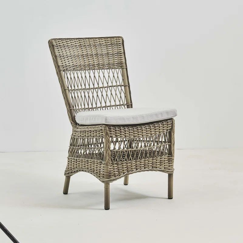 Antique Rattan Armchair with Sailcloth Seagull Cushion