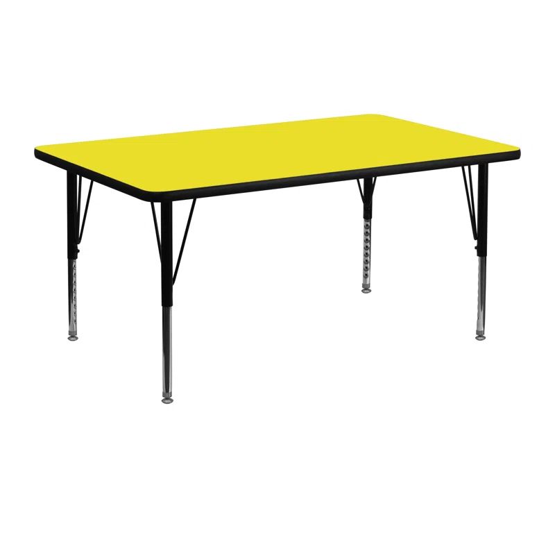 Bright Yellow 60" Rectangular Laminate Activity Table with Adjustable Legs