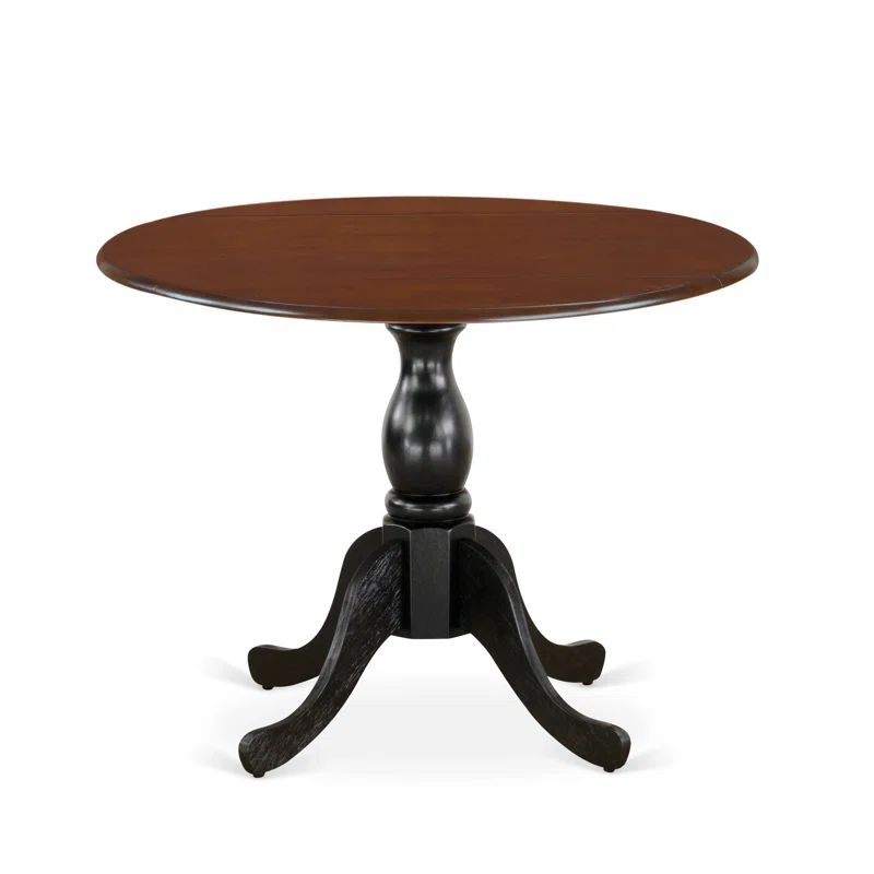 Mahogany and Black Round Extendable Wood Dining Table