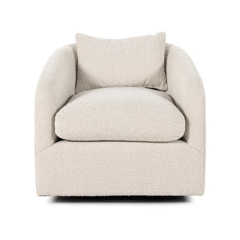 Knoll Natural Leather Swivel Accent Chair with Plush Seating