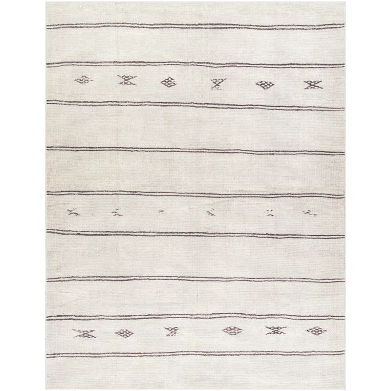 Modern Gray Stripe Synthetic Area Rug 6 ft 7 in Square